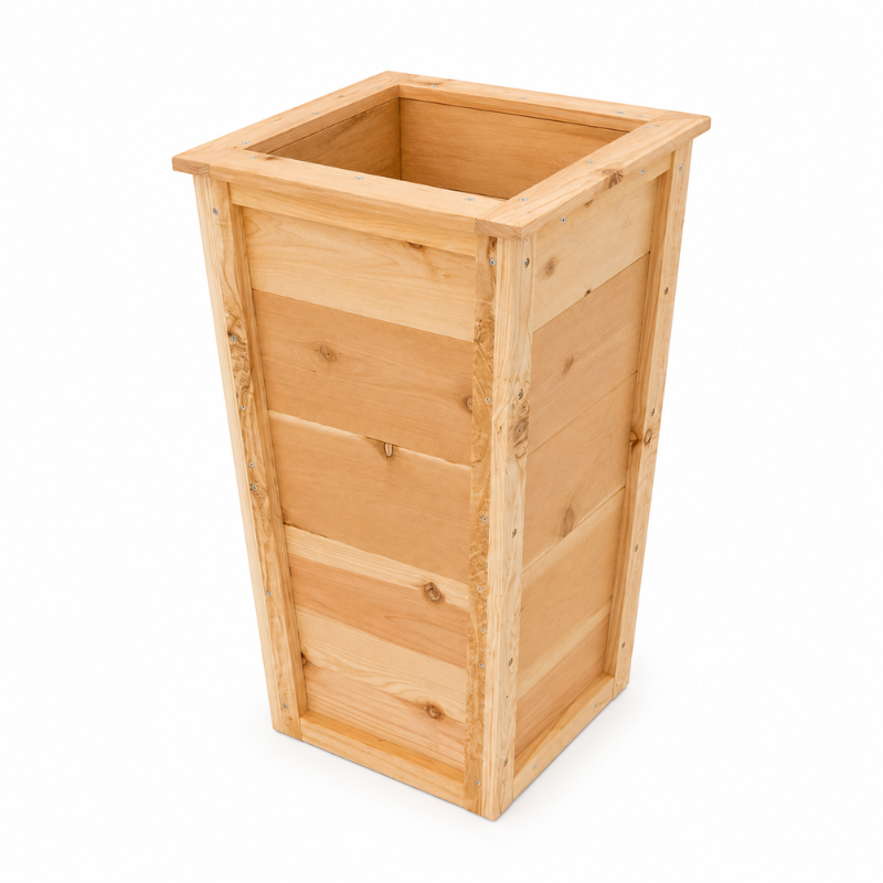 Tall Cedar Planter Box – Outdoor Raised Garden Planter – 14.5" x 14.5" x 26"