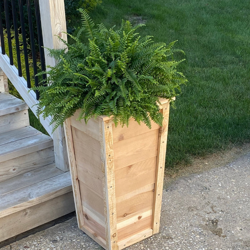 Tall Cedar Planter Box – Outdoor Raised Garden Planter – 14.5" x 14.5" x 26"