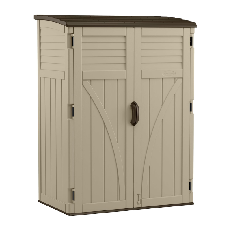 Suncast 54 Cu. Ft. Resin Vertical Outdoor Storage Shed, Taupe