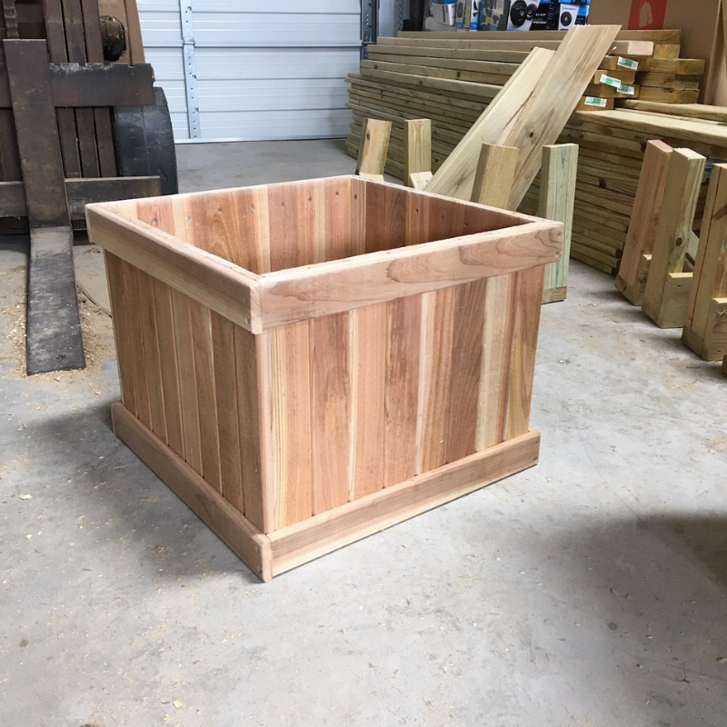 Square Cedar Planter Box – Outdoor Garden Planter – 12" x 12" x 12"