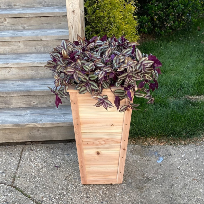 Tall Cedar Planter Box – Outdoor Raised Garden Planter – 14.5" x 14.5" x 26"