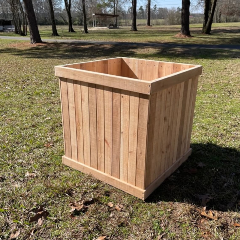 Square Cedar Planter Box – Outdoor Garden Planter – 12" x 12" x 12"