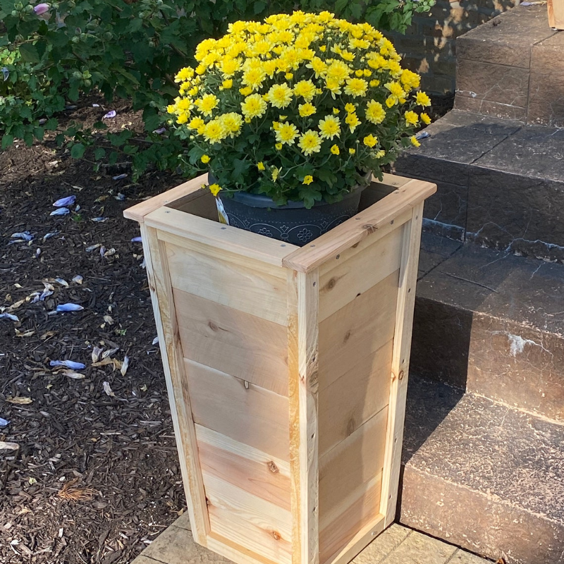 Tall Cedar Planter Box – Outdoor Raised Garden Planter – 14.5" x 14.5" x 26"