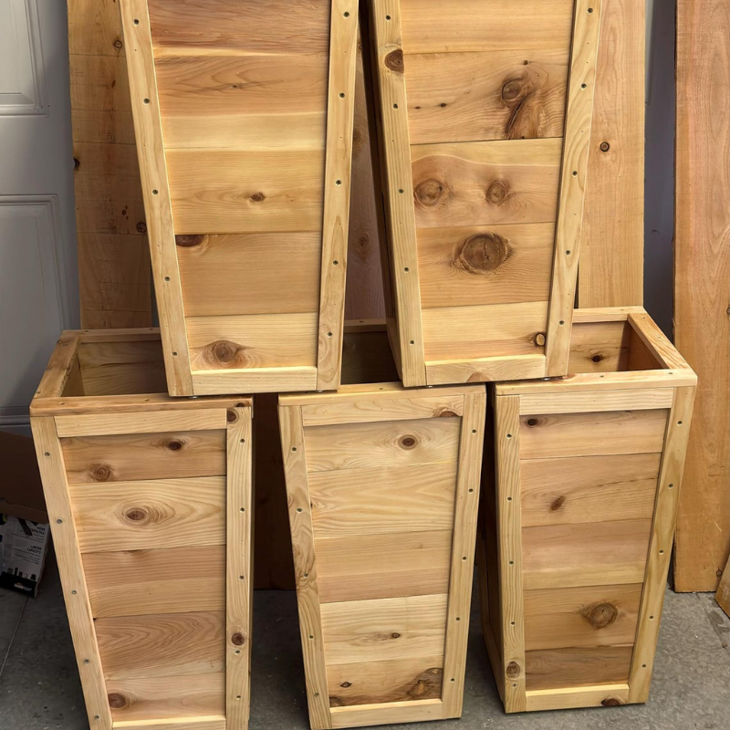 Tall Cedar Planter Box – Outdoor Raised Garden Planter – 14.5" x 14.5" x 26"
