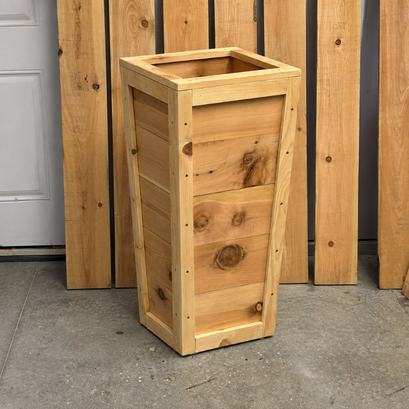 Tall Cedar Planter Box – Outdoor Raised Garden Planter – 14.5" x 14.5" x 26"