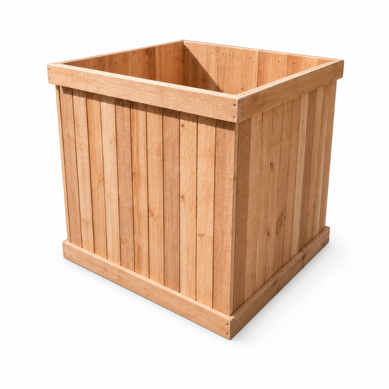 Square Cedar Planter Box – Outdoor Garden Planter – 12" x 12" x 12"